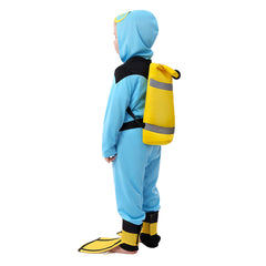 Diving Professional Cosplay Blue Jumpsuit Set For Kids Children Outfits Halloween Carnival Suit