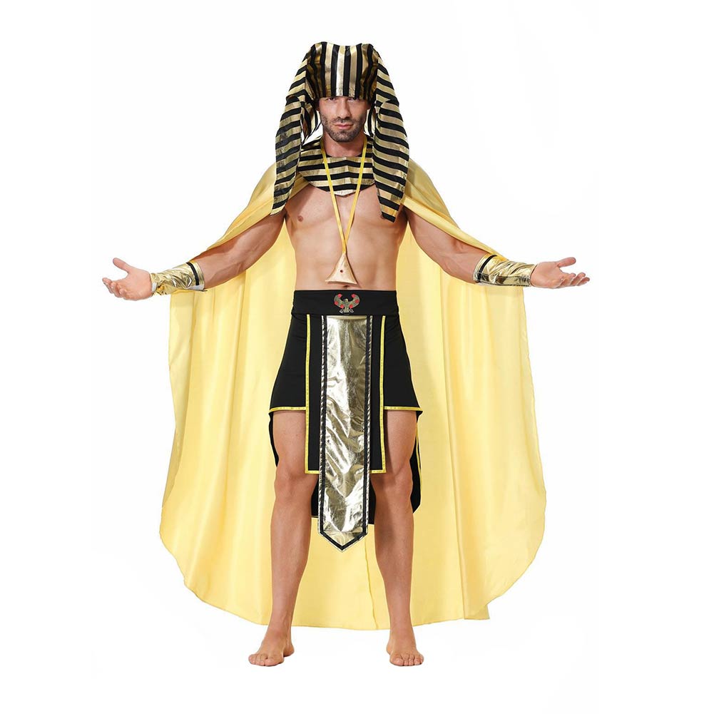 Egyptian King Pharaoh 6 Piece Cloak Pants Set Cosplay Outfits Halloween Party Suit