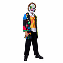 Evil Joker Cosplay False Two Piece Top With Mask Costume Halloween Horror Party Carnival Suit