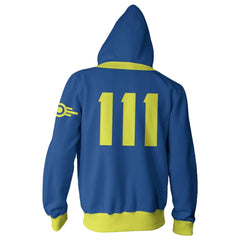 Fallout TV Vault 111 Dweller Adult Cosplay Printed Hoodie Hooded Sweatshirt Men Women Casual Zip Up Hoodie