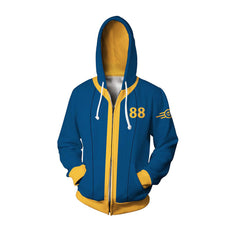 Fallout Vault 88 Dweller Adult Cosplay Printed Hoodie Hooded Sweatshirt Men Women Casual Zip Up Hoodie