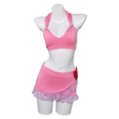 Final Fantasy VII Aerith Gainsborough Pink Bikini Swimsuit Swimwear Cosplay Costume Outfits Halloween Carnival Suit