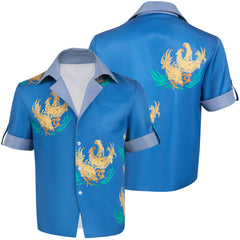 Final Fantasy VII Cloud Strife Cloud Chocobo Adult Cosplay Printed Blue Beach Shirt Casual Street T-shirt