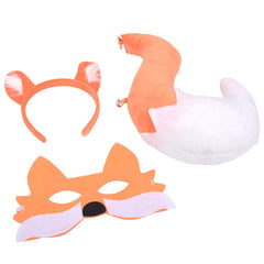 Fox Cosplay Headband Tail Mask Set Kids Children Outfits Halloween Costume Carnival Suit Accessories