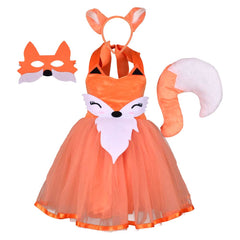 Fox Cosplay Orange Tutu Dress For Little Girls 4 Piece Set Outfits Halloween Carnival Suit