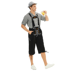 German Bavarian Munich Beer Festival Clothing Oktoberfest Black Top Pants Set For Adult Men Halloween Carnival Party Suit