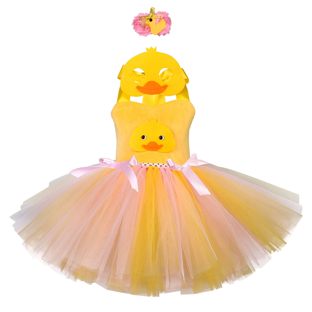  Girl‘s Duck Fluffy Skirt Tutu Dress Cosplay Costume Outfits Halloween Carnival Suit  