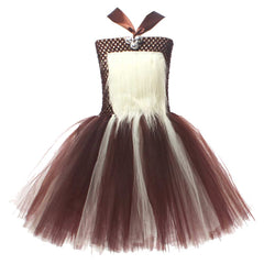 Girls Elk Reindeer Mesh Tutu Dress Cosplay Outfits Christmas Halloween Party Suit