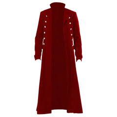 Gothic Steampunk Retro Standing Collar Trench Men Red Coat Cosplay Outfits Halloween Party Suit