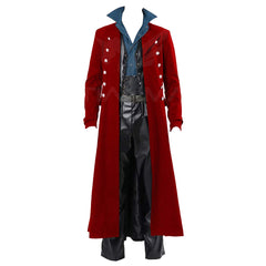 Gothic Steampunk Retro Standing Collar Trench Men Red Coat Cosplay Outfits Halloween Party Suit