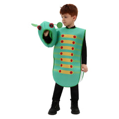 Green Caterpillar Kids Children Cosplay Overalls With Headgear Costume Outfits Halloween Carnival Suit