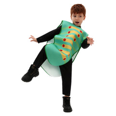 Green Caterpillar Kids Children Cosplay Overalls With Headgear Costume Outfits Halloween Carnival Suit