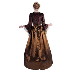 Halloween Adult Women Retro Medieval Brown Princess Dress Cosplay Outfits Halloween Party Suit