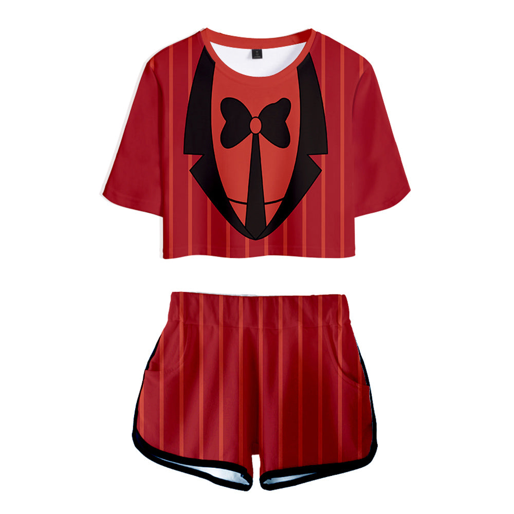 Hazbin Hotel Alastor Adult T-shirt and Shorts Set Cosplay Costume Outfits Halloween Carnival Suit
