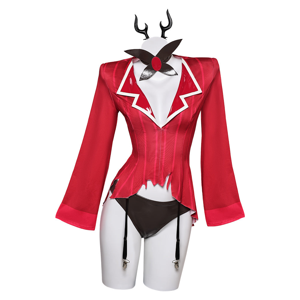 Hazbin Hotel Alastor Lingerie for Women Red Sexy 4 Piece Set Cosplay Costume Outfits Halloween Carnival Suit