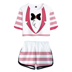 Hazbin Hotel Angel Dust Adult T-shirt and Shorts Set Cosplay Costume Outfits Halloween Carnival Suit