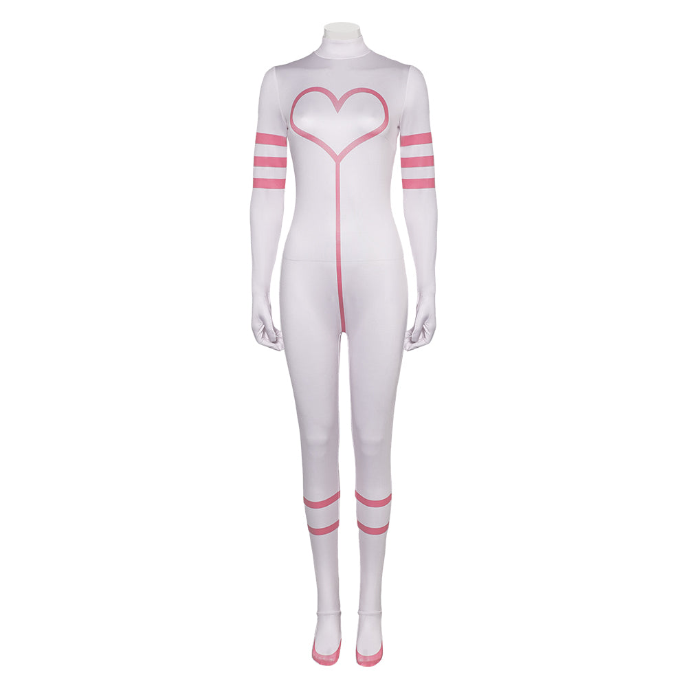 Hazbin Hotel Angel Dust White Adult Cosplay Costume Jumpsuit Outfit Halloween Carnival Suit