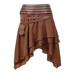 Hip Hop Punk Women's Brown Halter Skirt Cosplay Outfits Halloween Party Suit