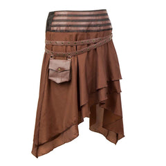 Hip Hop Punk Women's Brown Halter Skirt Cosplay Outfits Halloween Party Suit