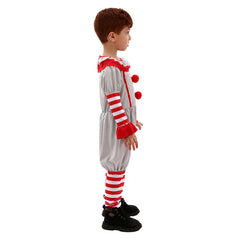 It Pennywise Kids Boys Grey Jumpsuit Cosplay Costume Outfits Halloween Carnival Suit