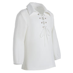 Kids Boys Medieval Pirate White Drawstring Shirt Cosplay Outfits Halloween Carnival Suit