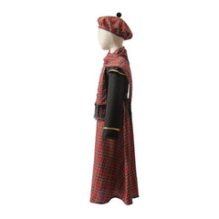 Kids Boys Scottish Red Plaid Skirt Set Cosplay Outfits Halloween Party Suit