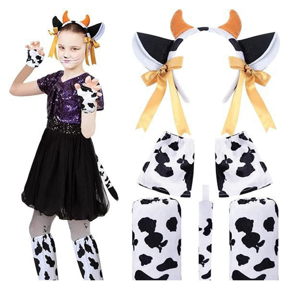 Kids Children Cow Grey Wolf Fox Cosplay Headband Props Set Halloween Carnival Costume Accessories