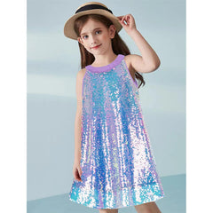 Kids Girls Purple Sequin Tutu Evening Dress Cosplay Outfits Halloween Party Suit