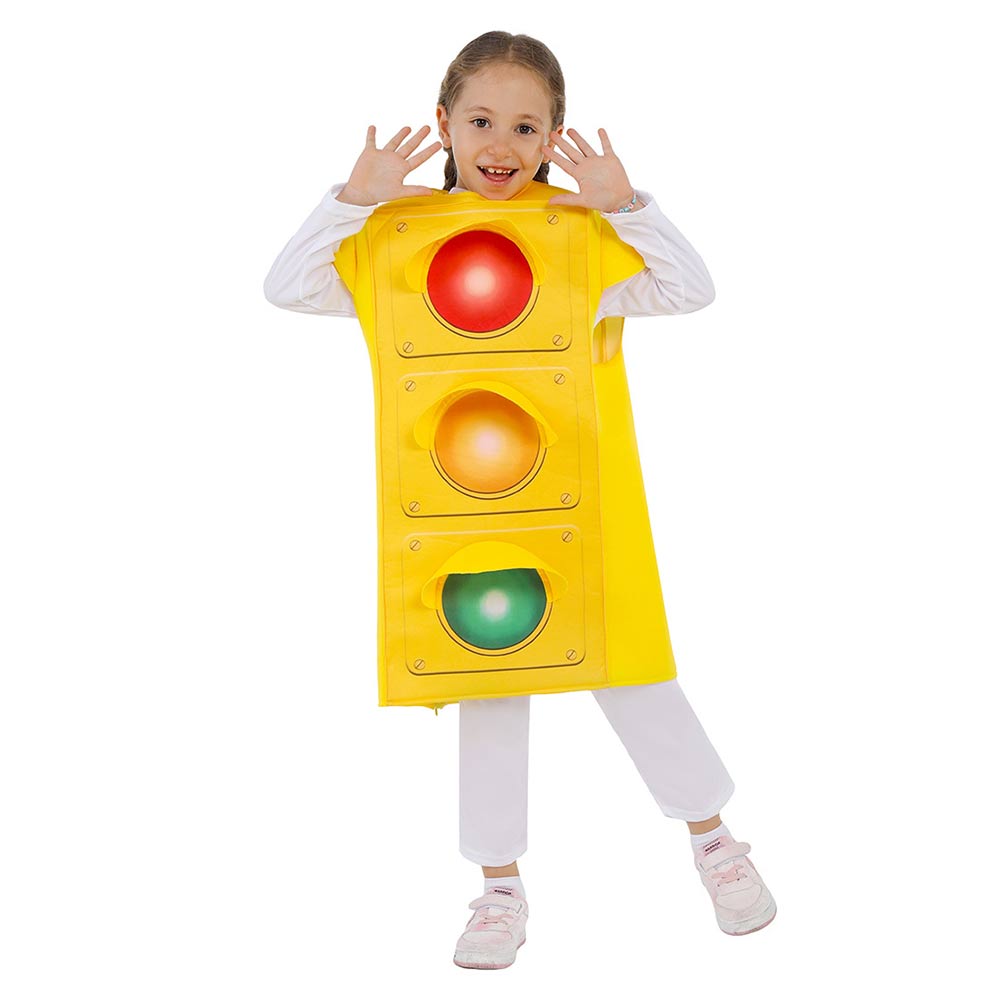 Kids Girls Traffic Light Cosplay Yellow Costume Halloween Kindergarten Carnival Suit