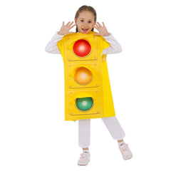 Kids Girls Traffic Light Cosplay Yellow Costume Halloween Kindergarten Carnival Suit