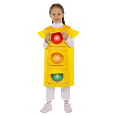 Kids Girls Traffic Light Cosplay Yellow Costume Halloween Kindergarten Carnival Suit