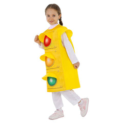 Kids Girls Traffic Light Cosplay Yellow Costume Halloween Kindergarten Carnival Suit