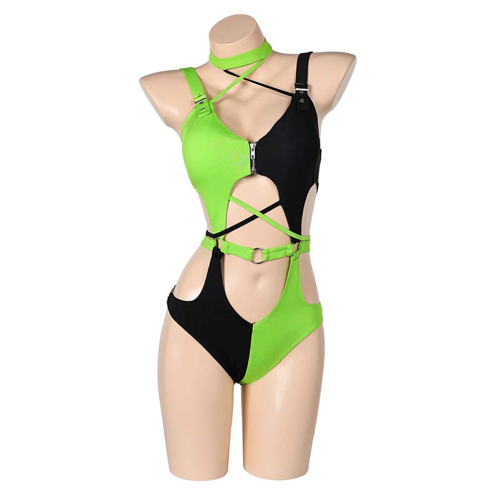 Kim Possible Shego Women Green Sexy Swimsuit Cosplay Costume Outfits Halloween Carnival Suit
