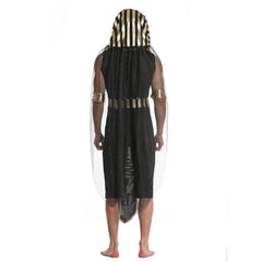 King of Egypt Pharaoh 7 Piece Set Mesh Robe Cosplay Outfits Halloween Party Suit