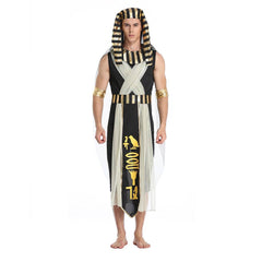 King of Egypt Pharaoh 7 Piece Set Mesh Robe Cosplay Outfits Halloween Party Suit