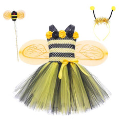 Little Bee Tutu Fairies Dress 4-Piece Set Cosplay Outfits Halloween Party Suit