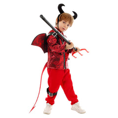 Little Devil Kids Boys Red Punk Set Cosplay Outfits Halloween Party Suit