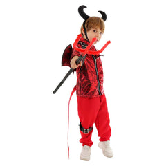 Little Devil Kids Boys Red Punk Set Cosplay Outfits Halloween Party Suit