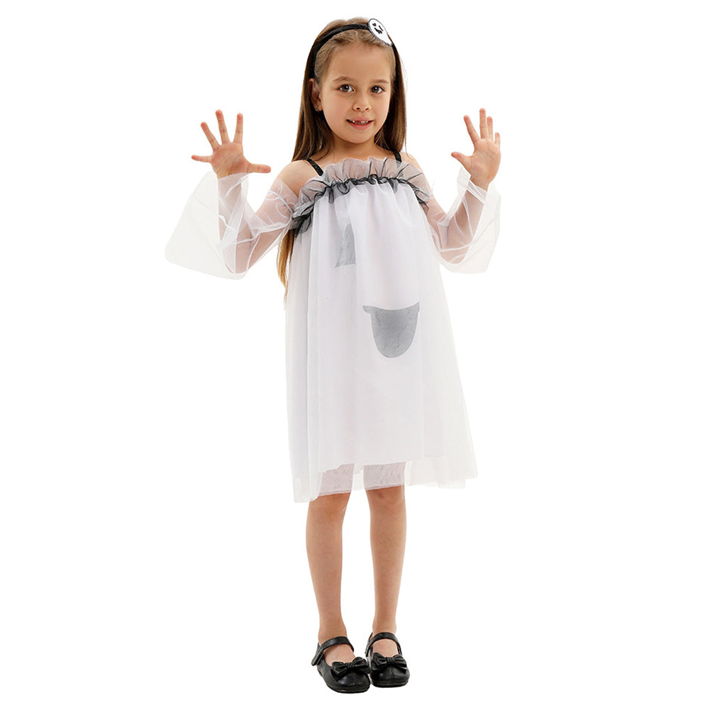 Little Ghost Girl Flared Sleeve Dress Cosplay Costume Outfits Halloween Carnival Suit