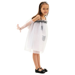 Little Ghost Girl Flared Sleeve Dress Cosplay Costume Outfits Halloween Carnival Suit