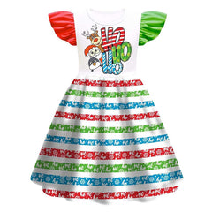 Little Girls Santa Claus A-line Dress Christmas Cosplay Outfits Halloween Party Suit