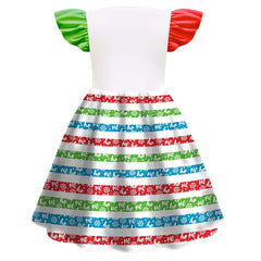 Little Girls Santa Claus A-line Dress Christmas Cosplay Outfits Halloween Party Suit