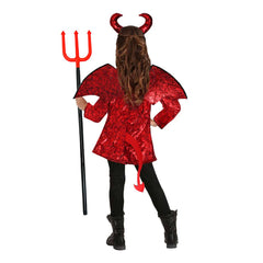 Little Punk Devil Kids Girls Red Coat Props Set Cosplay Outfits Halloween Party Suit