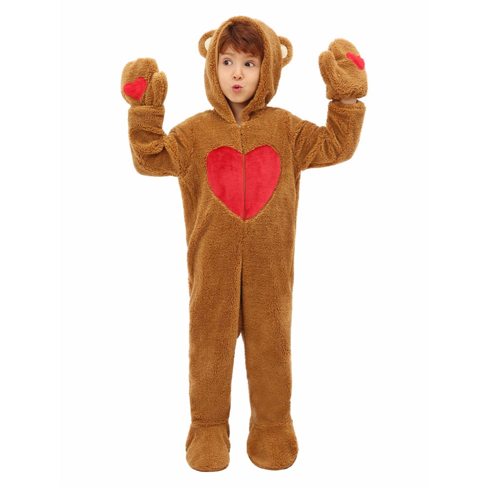 LOVE Brown Bear Kids Children Animal Pyjamas Cosplay Outfits Halloween Party Suit