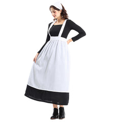 Medieval Colonial Style Estate Women Maid Dress 3 Piece Set Cosplay Outfits Halloween Party Suit