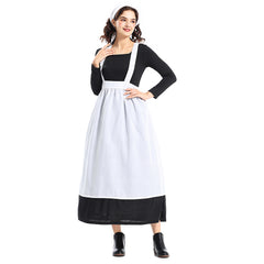 Medieval Colonial Style Estate Women Maid Dress 3 Piece Set Cosplay Outfits Halloween Party Suit