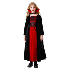 Medieval Kids Children Vampire Gothic Dress 2 Piece Set Cosplay Outfits Halloween Party Suit