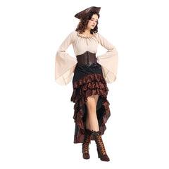 Medieval Pirates Renaissance Women Dress Cosplay Costume Outfits Halloween Carnival Suit