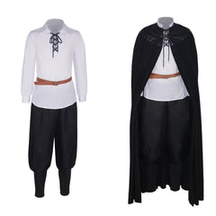 Medieval Renaissance Knight Men Top Pants Set With Black Cloak Cosplay Costume Outfits Halloween Carnival Suit
