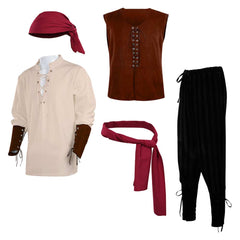 Medieval Renaissance Pirate Cosplay Outfits Full Set Retro Halloween Carnival Suit